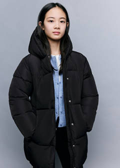 Quilted long coat — Black 1
