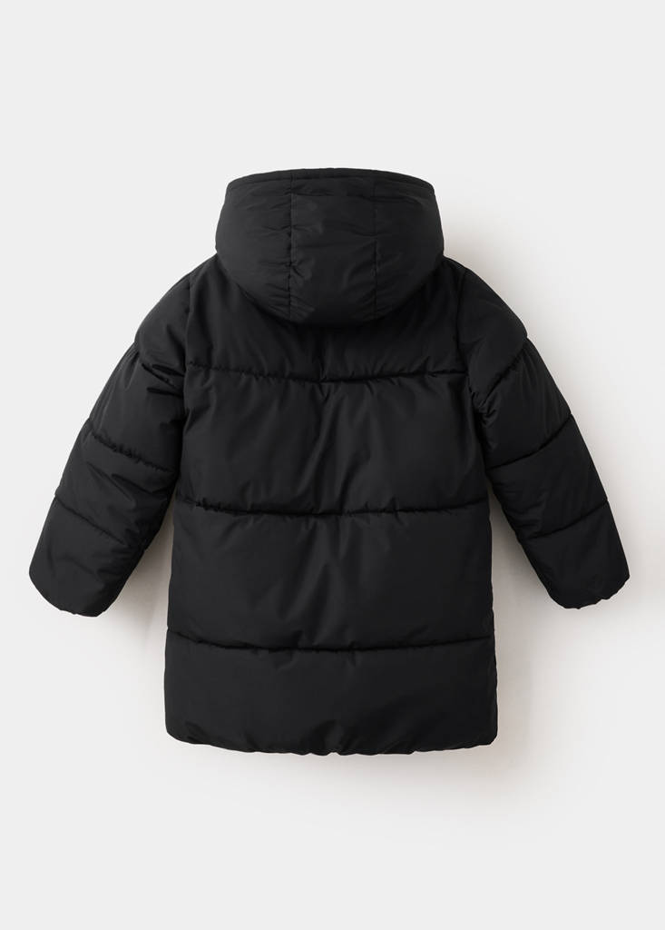 Quilted long coat — Black