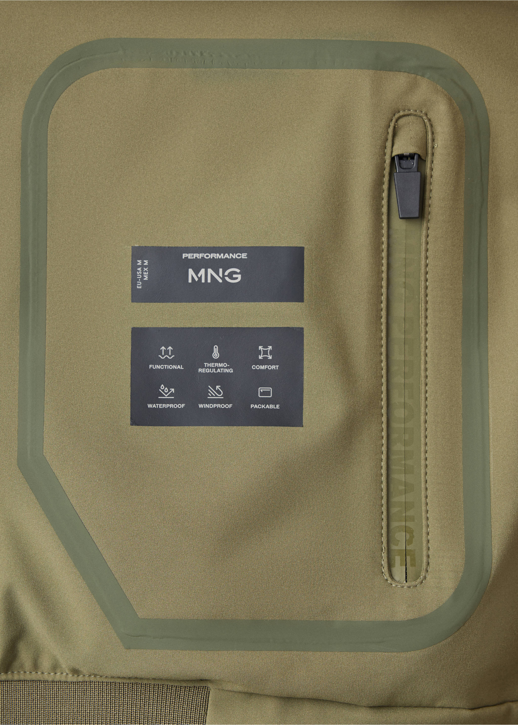 Waterproof, thermoregulating bomber jacket - Details of the article 0, Khaki. Ref: 37036725-00.