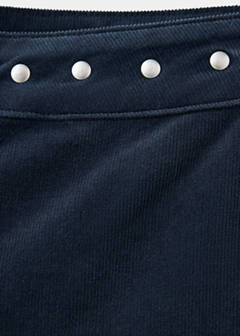 Corduroy flared trousers with studs — Navy 7