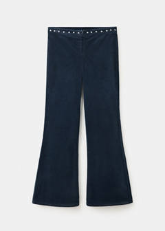Corduroy flared trousers with studs — Navy 5