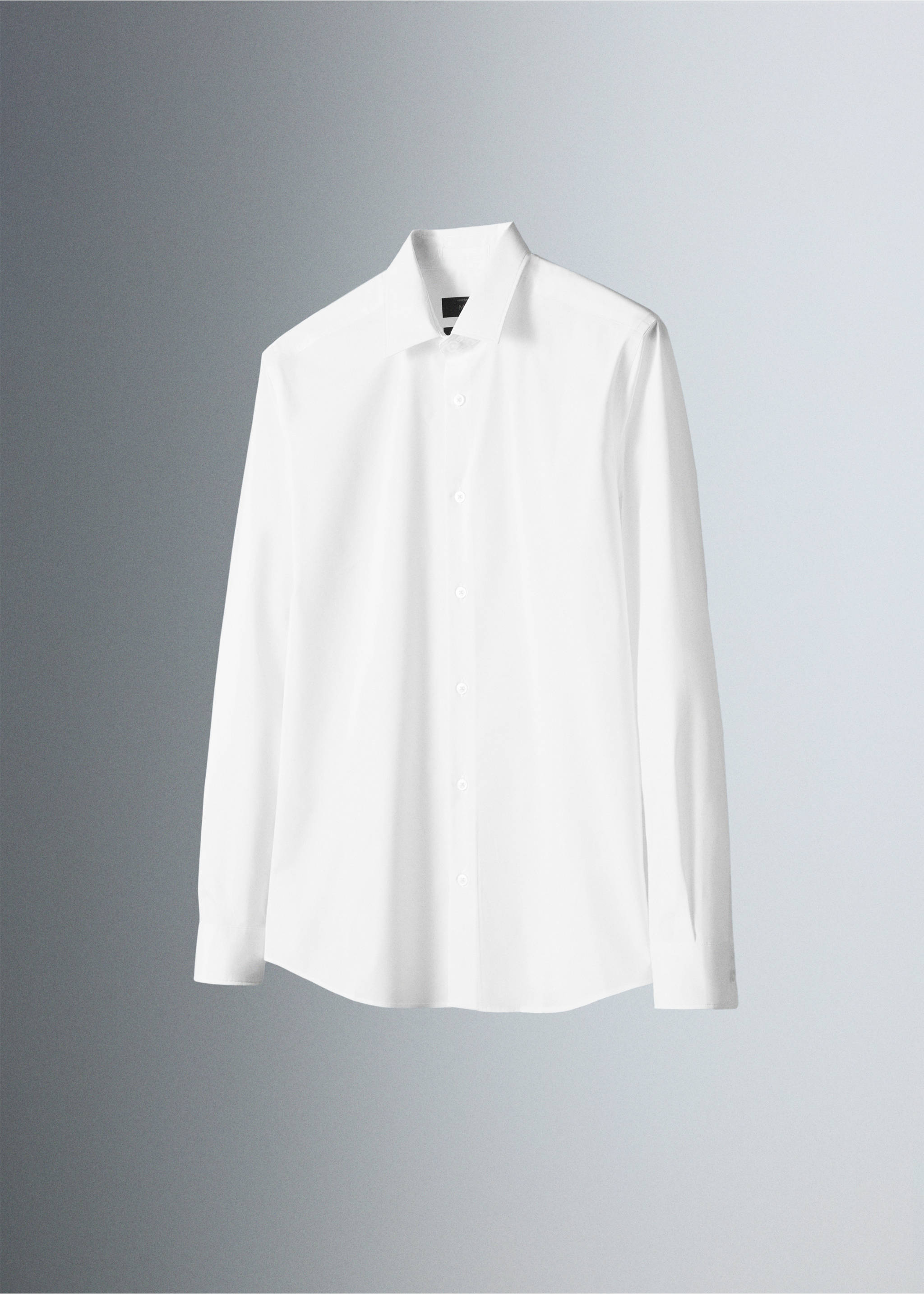 Comfort stretch non-iron cotton shirt - Details of the article 5, White. Ref: 37036727-00.