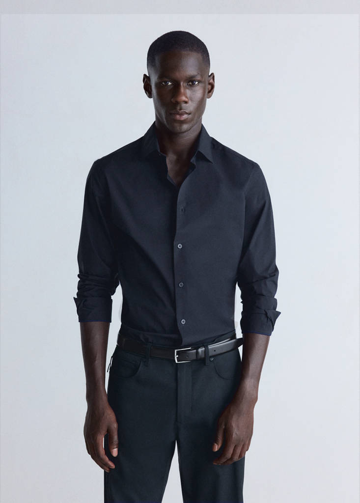 Comfort stretch non-iron cotton shirt - thumbnail 9
