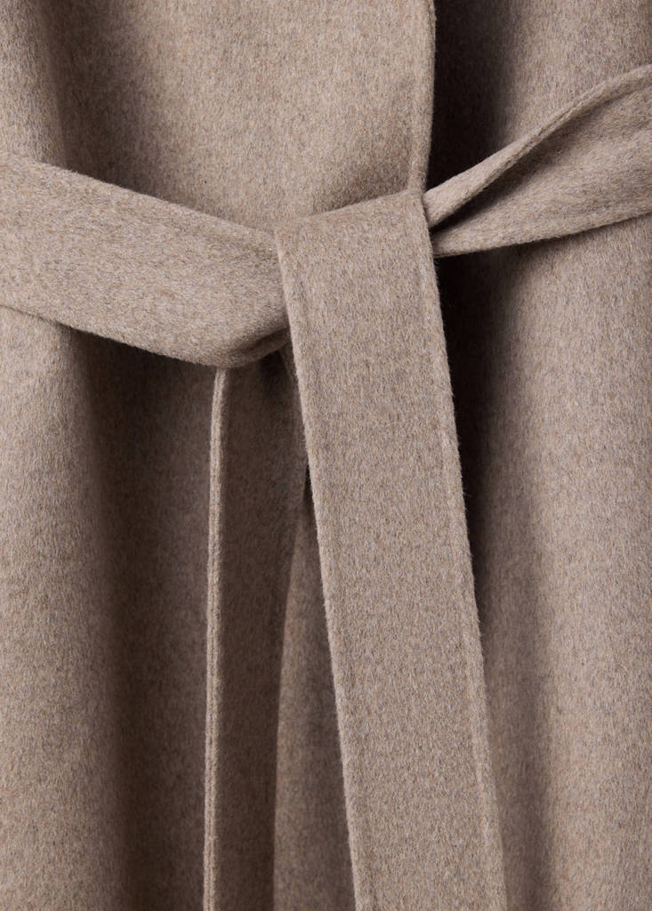 Handmade wool coat with belt — Medium Brown