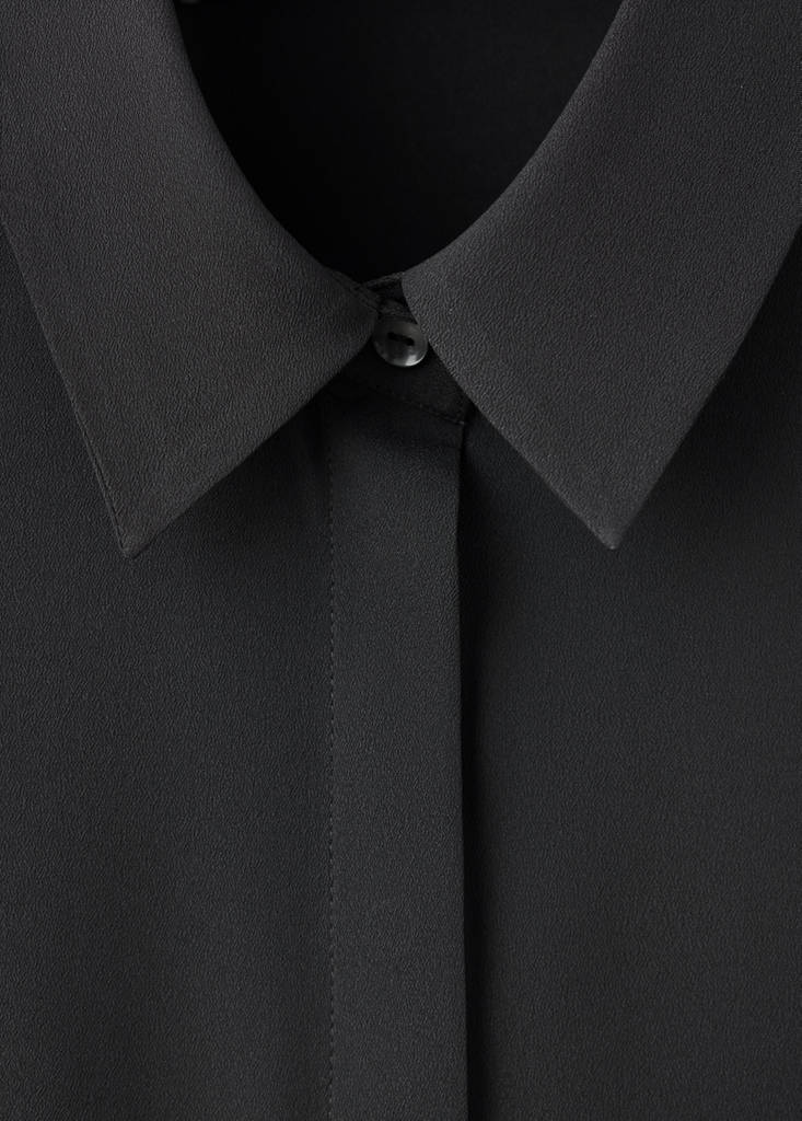 Satin shirt with concealed placket — Black