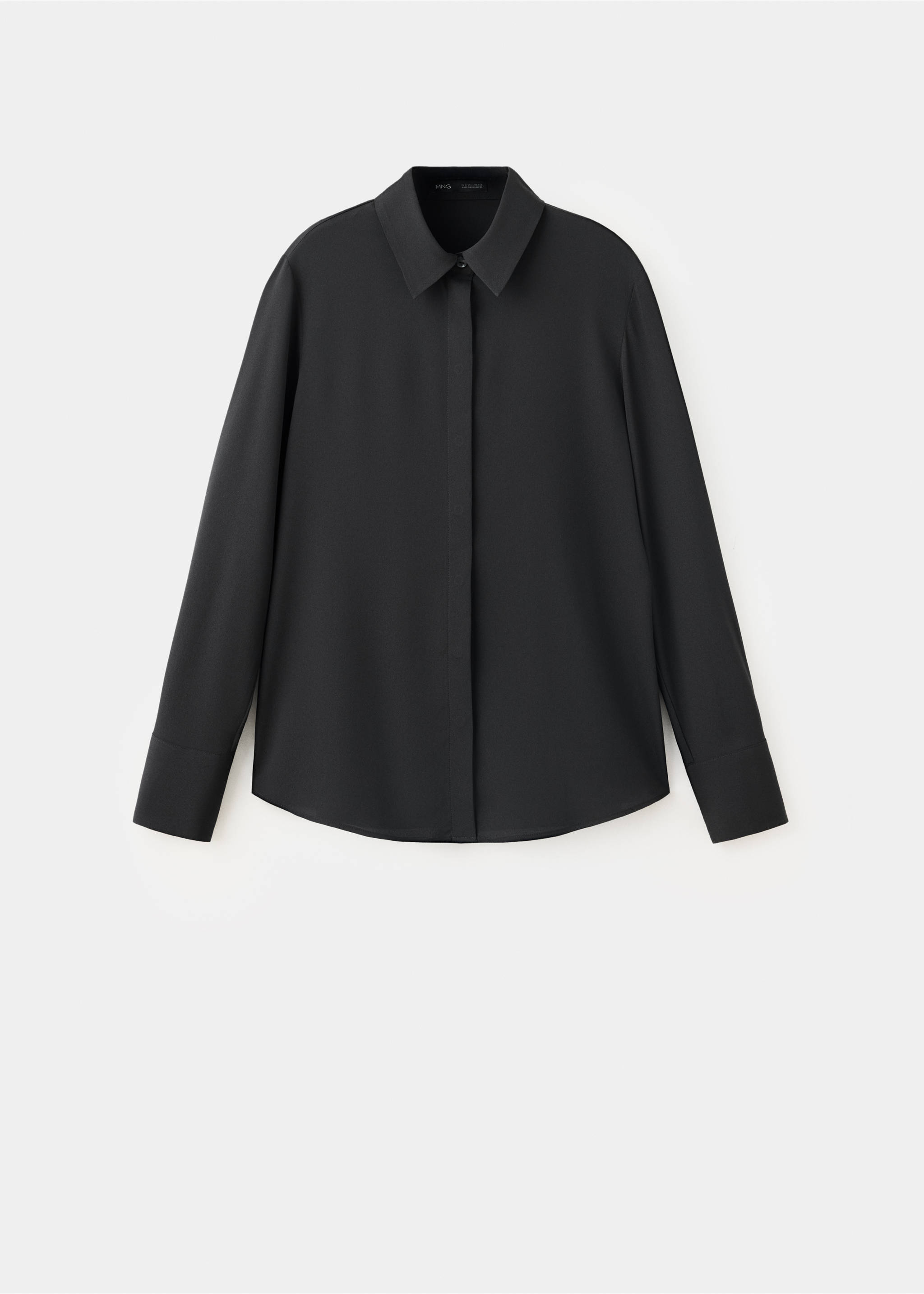 Satin shirt with concealed placket - Article without model, Black. Ref: 37036729-00.