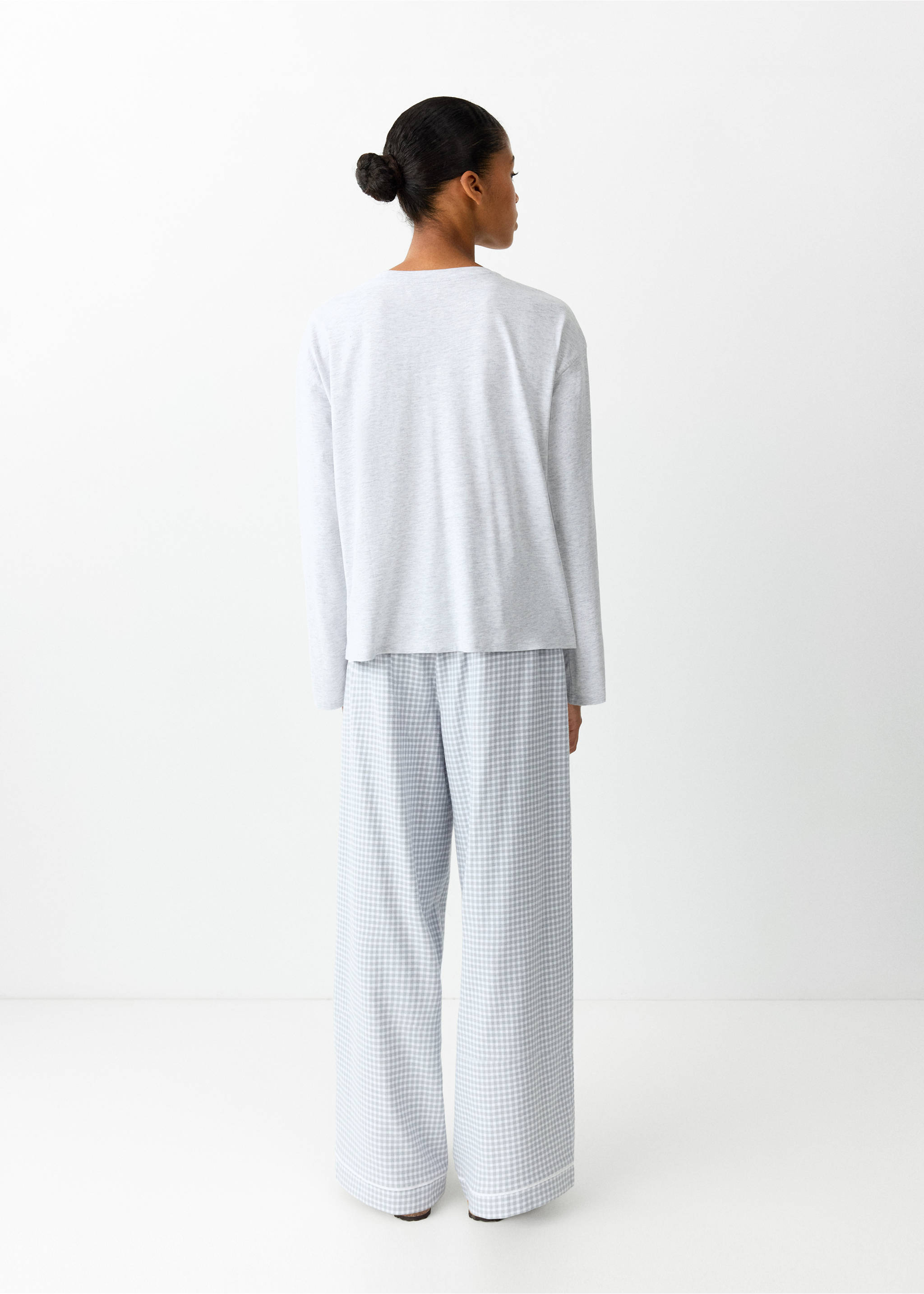 Vichy check pyjamas - Reverse of the article, Light Heather Grey. Ref: 37036731-00.