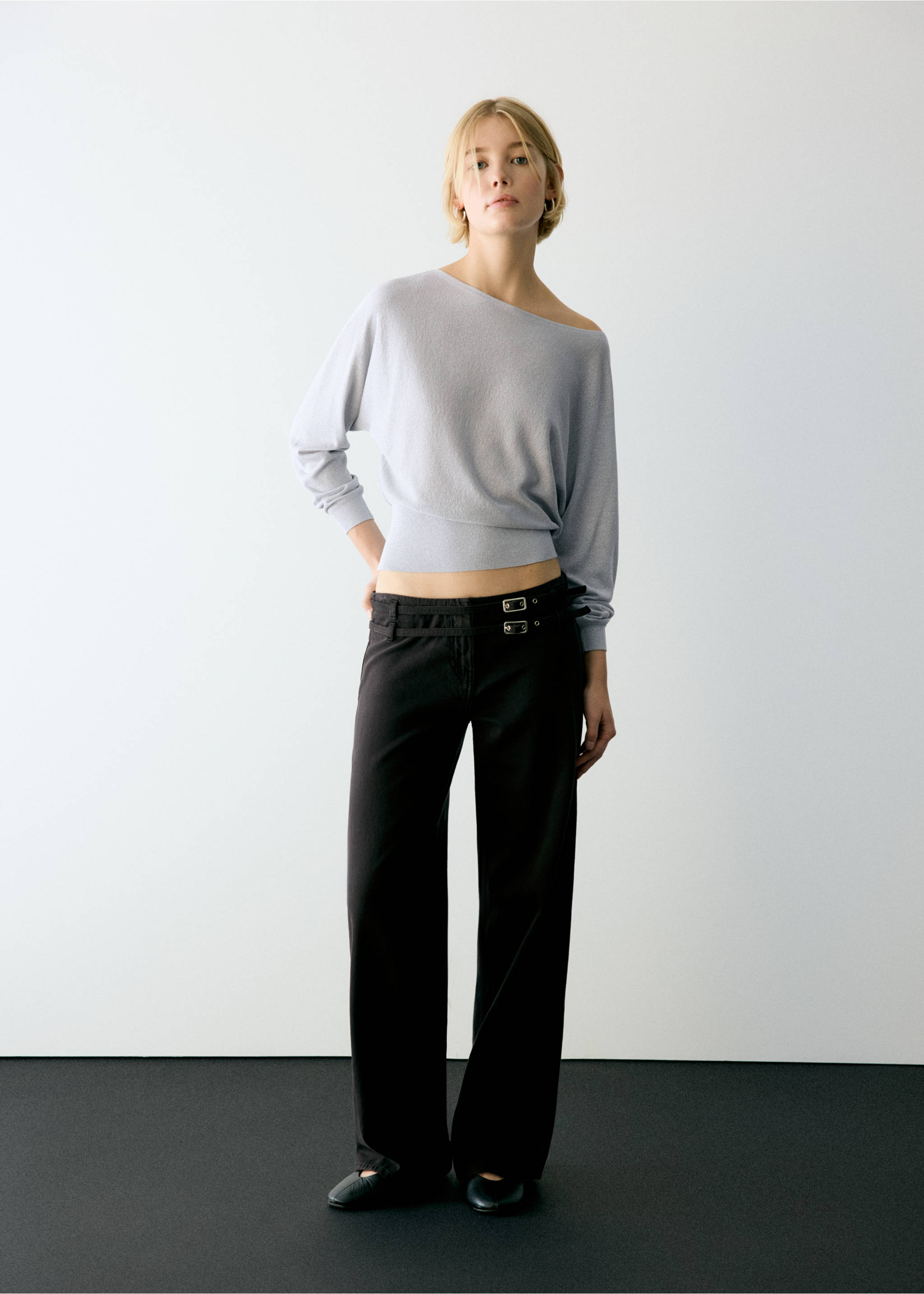 Boat neck lurex sweater - General plane, Silver. Ref: 37036736-00.