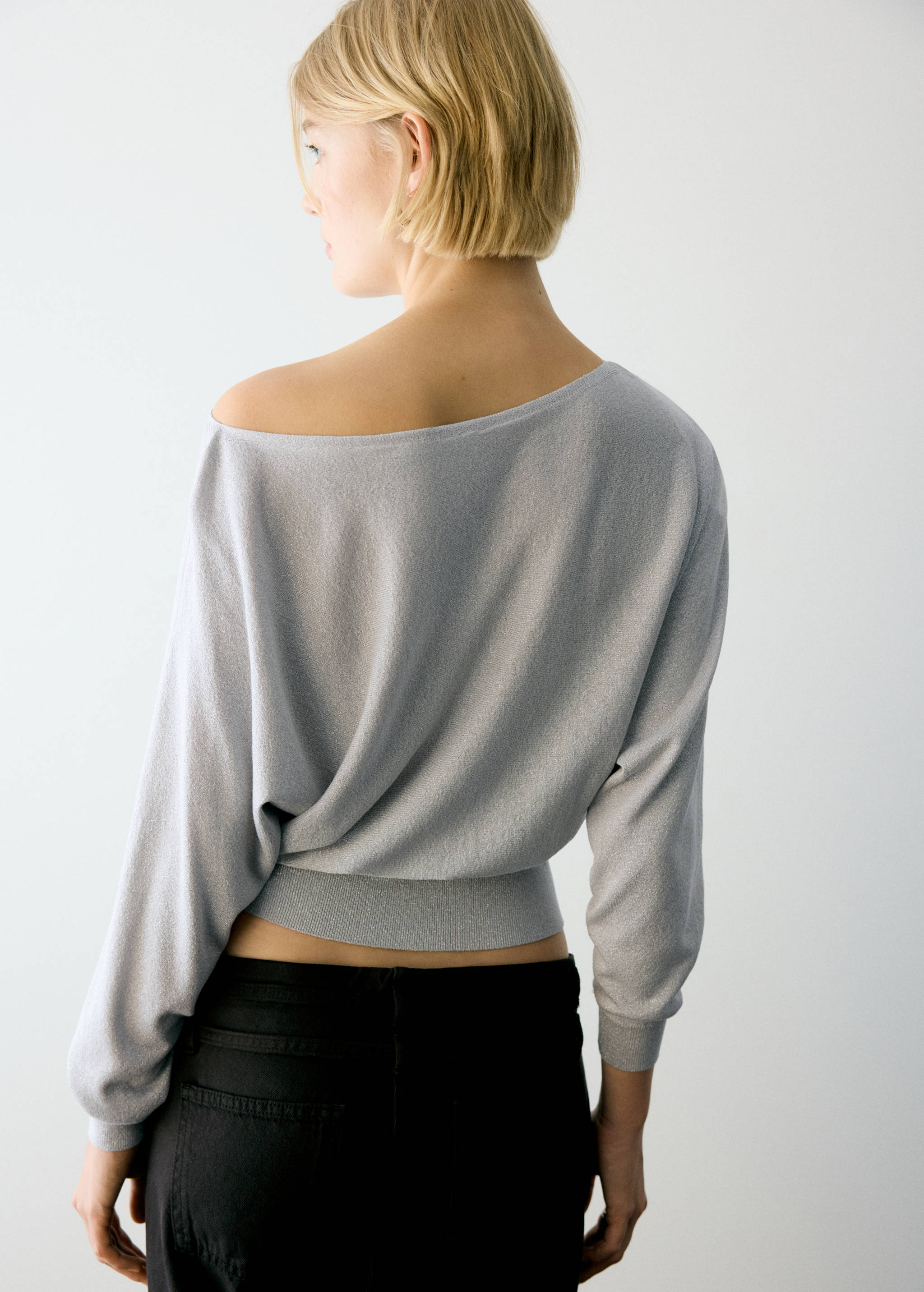 Boat neck lurex sweater - Reverse of the article