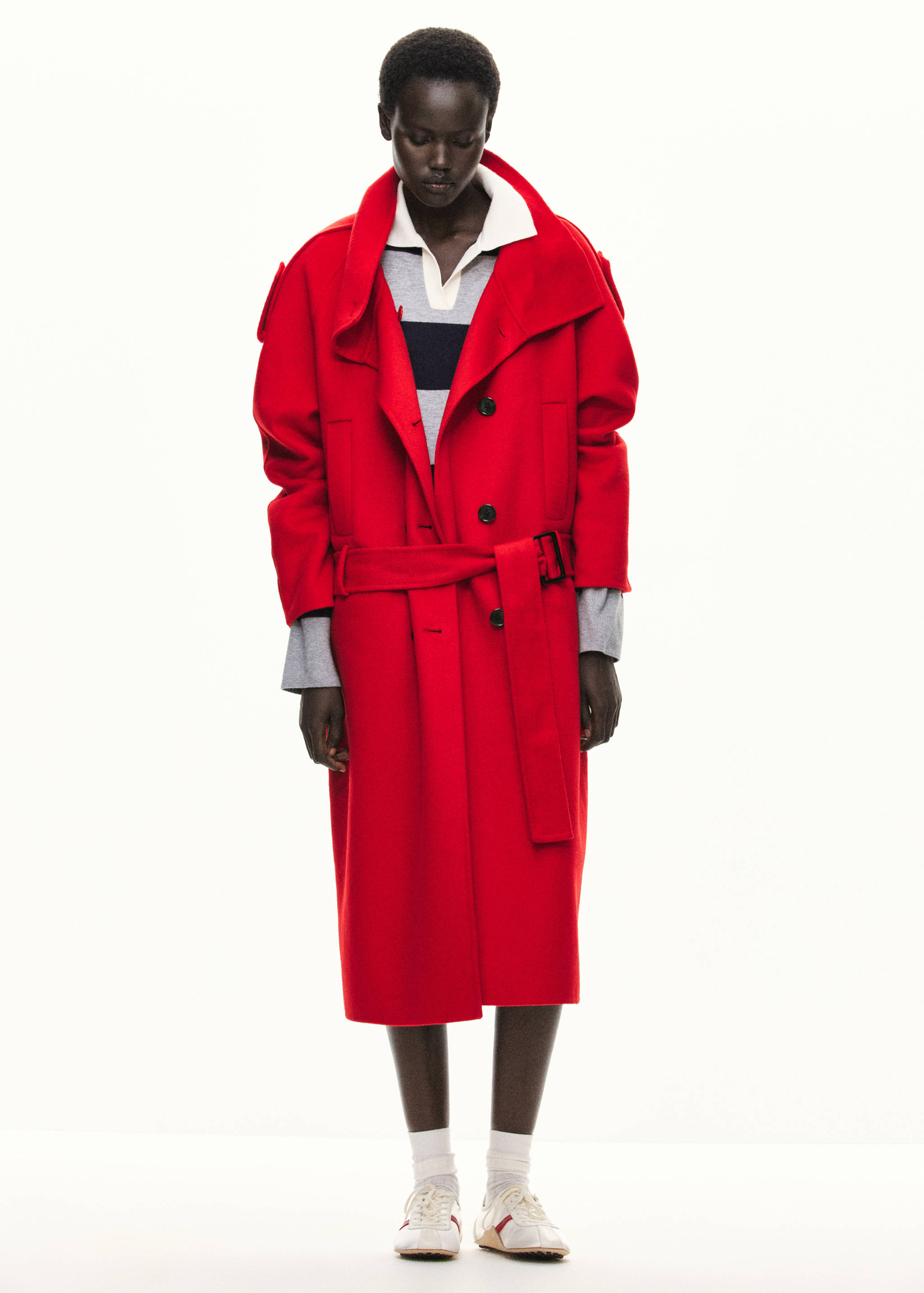 Manteau laine ceinture - Plan général