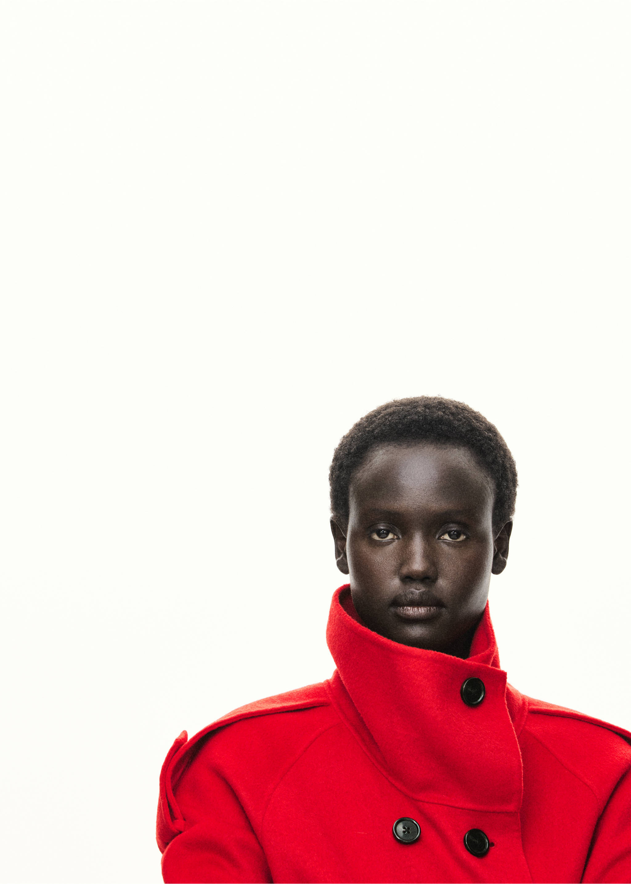 Woollen coat with belt - Details of the article 1, Red. Ref: 37036740-00.
