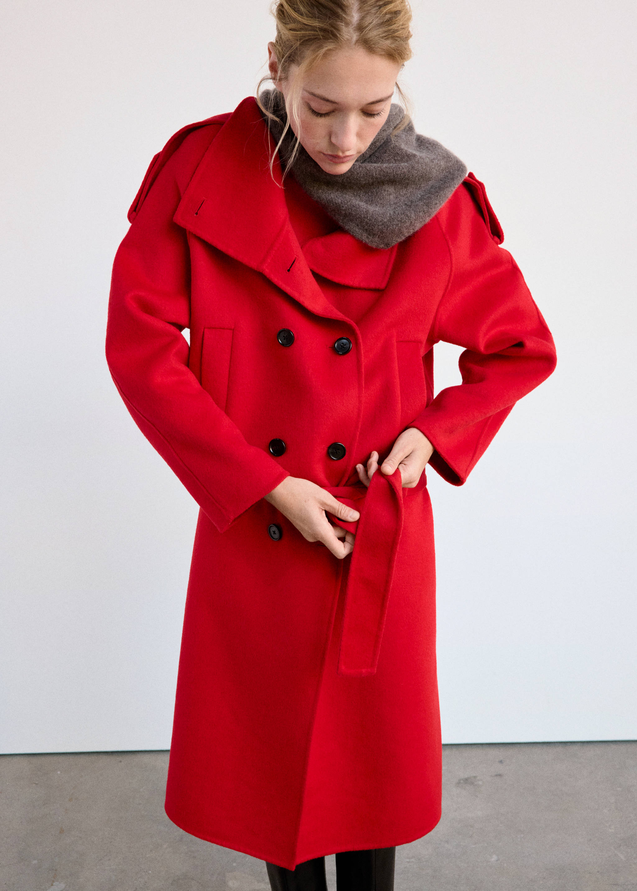 Manteau laine ceinture - Plan moyen