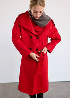 Woollen coat with belt — Red 10
