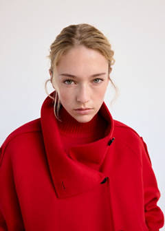Woollen coat with belt — Red 13