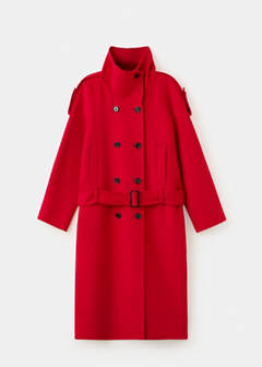 Woollen coat with belt — Red 7