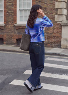 Striped cotton T-shirt — Blue 3
