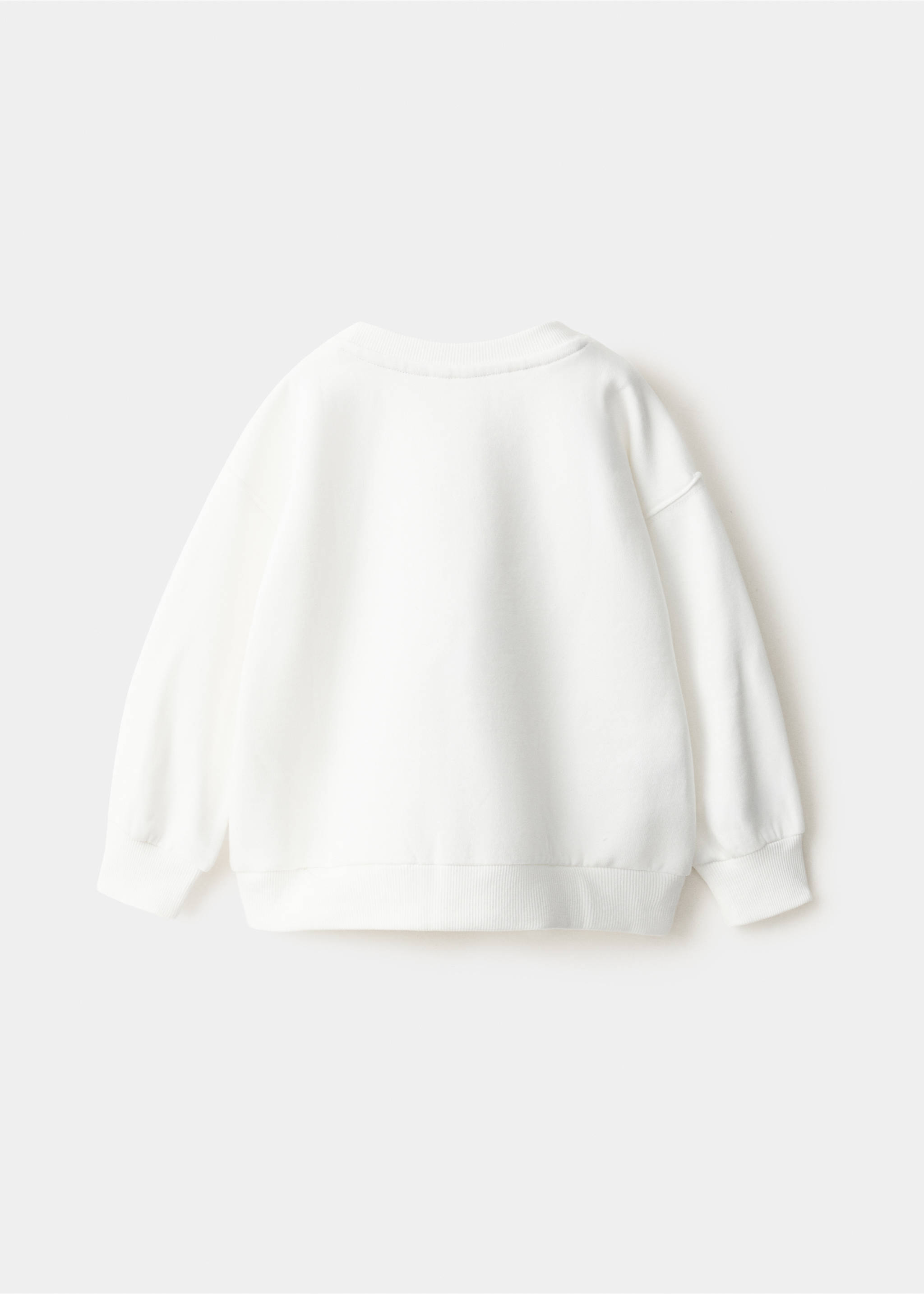 Back view of a white children's sweatshirt with ribbed trims., Off White. Ref: 37036745-00.