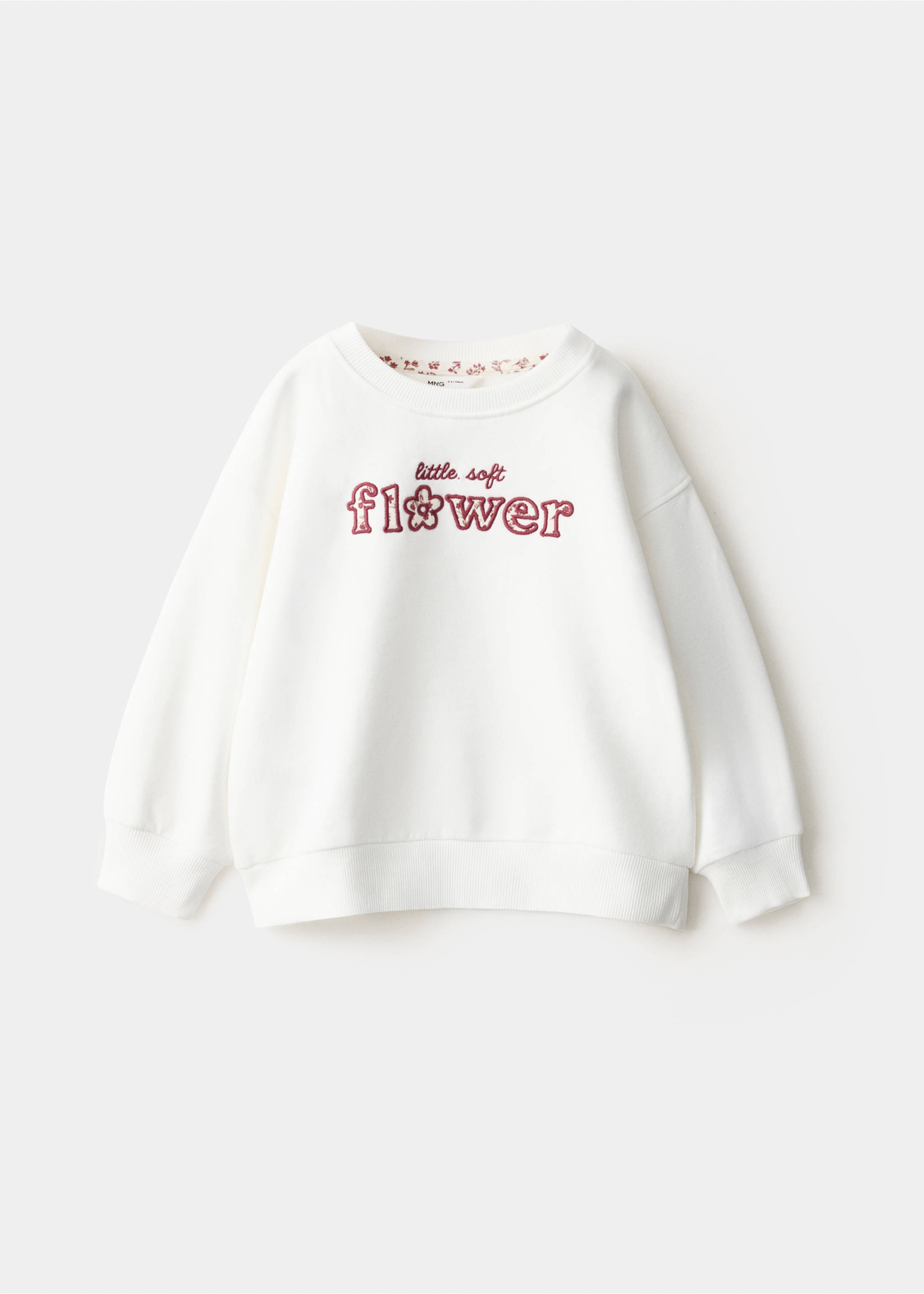 White kids sweatshirt featuring a crew neck and burgundy chest graphic., Off White. Ref: 37036745-00.