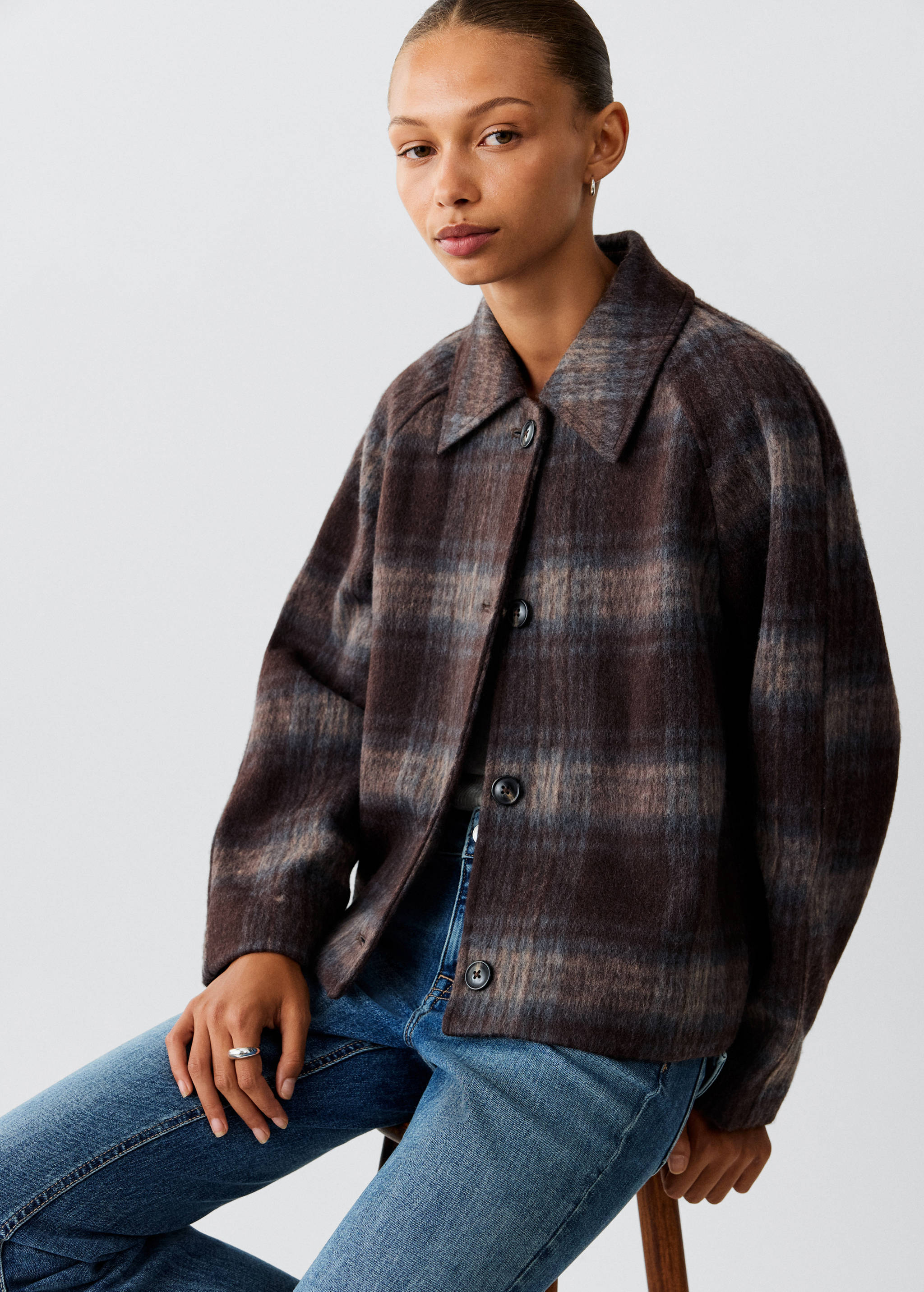 Manteau court imprimé à carreaux - Détail de l'article 2