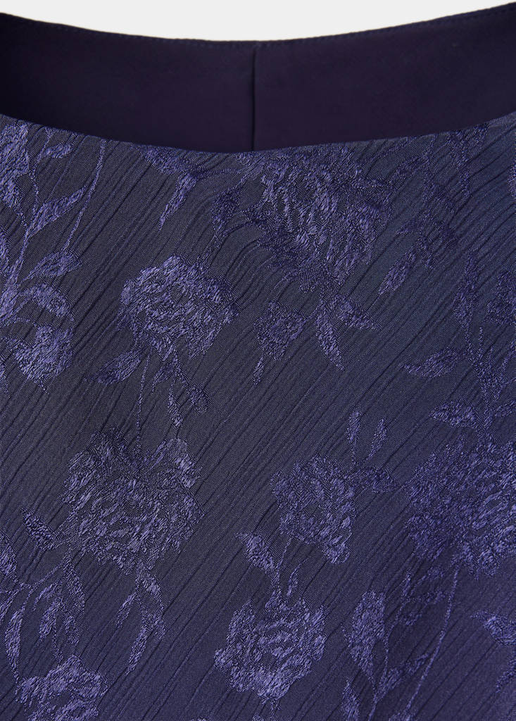 Floral jacquard dress with bell sleeves — Blue