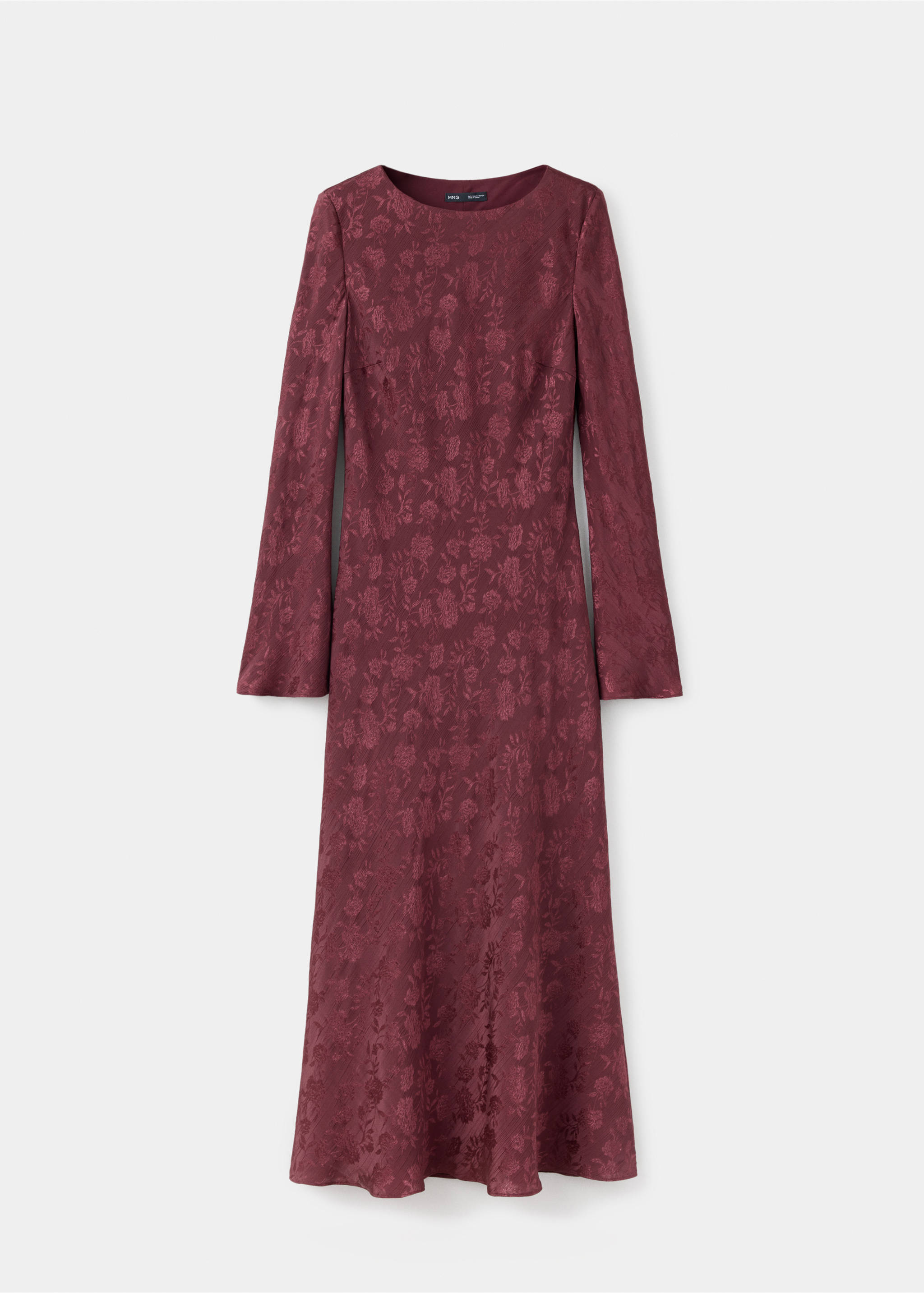 Floral jacquard midi dress - Article without model, Burgundy. Ref: 37037116-00.