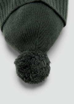 Pom pom cable-knit beanie — Khaki 3