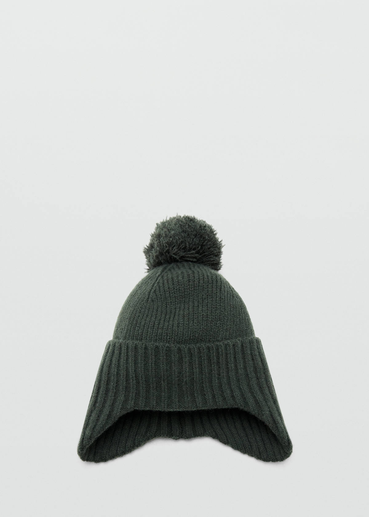 Pom pom cable-knit beanie — Khaki
