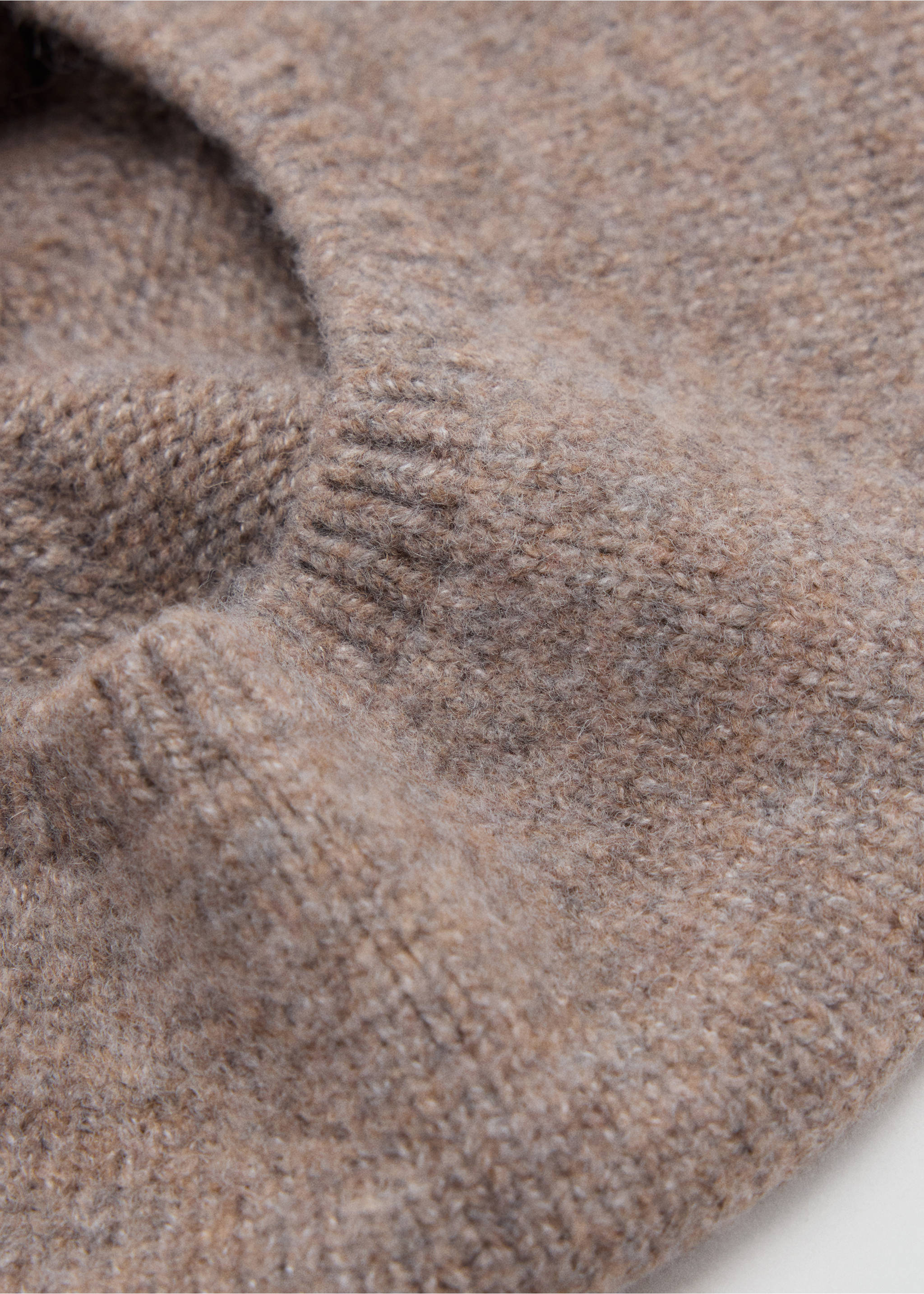 Close-up of a brown knitted beanie showing its ribbed texture., Medium Brown. Ref: 37037120-00.