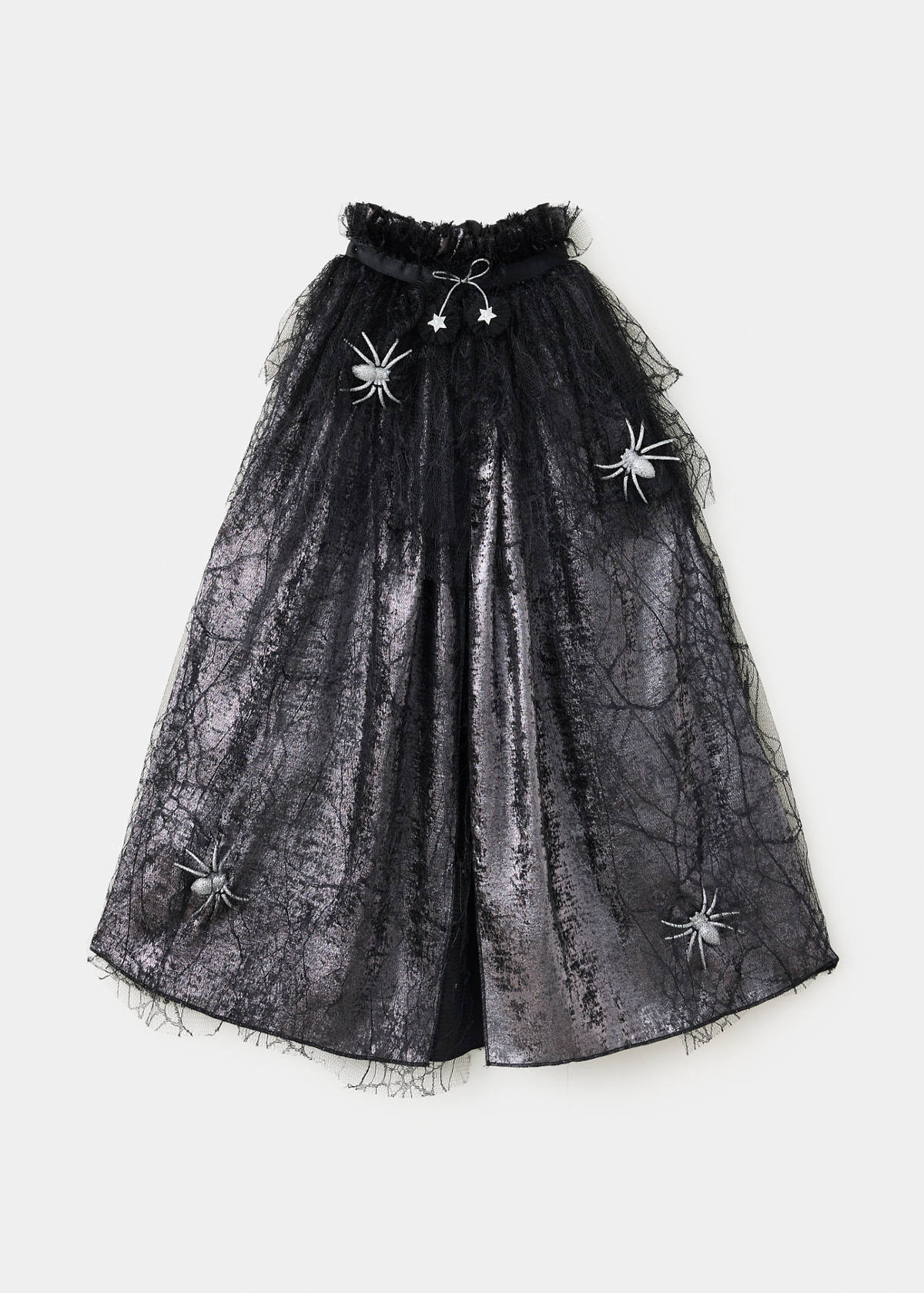 Halloween spider-web tulle cape — Black