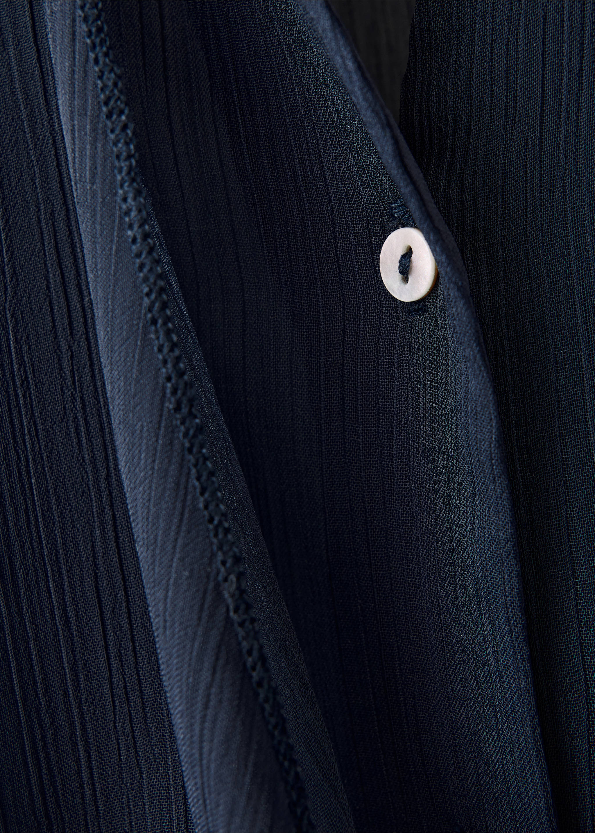 Ruffled chiffon blouse - Details of the article 0, Navy. Ref: 37037128-00.