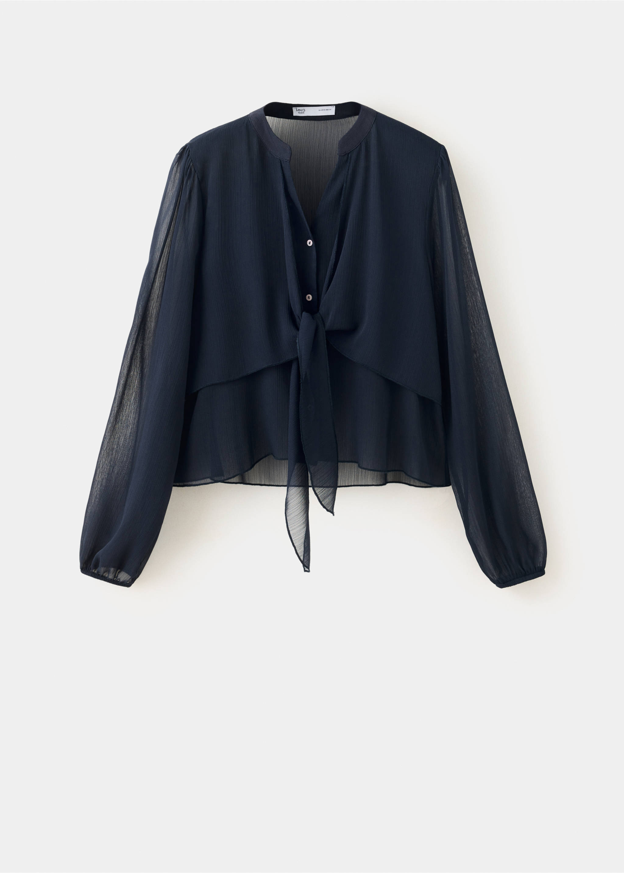 Ruffled chiffon blouse - Article without model, Navy. Ref: 37037128-00.