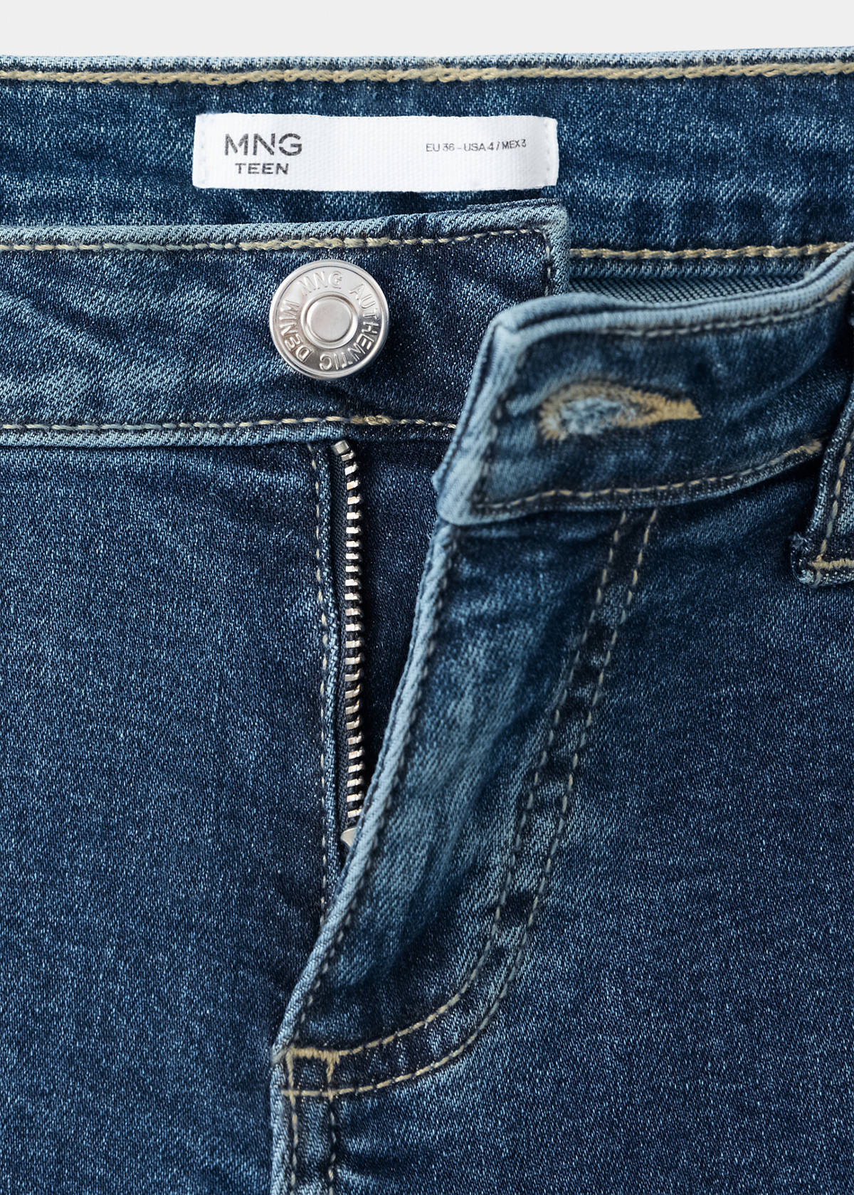 Wide leg jeans with decorative stitching — Dark Blue