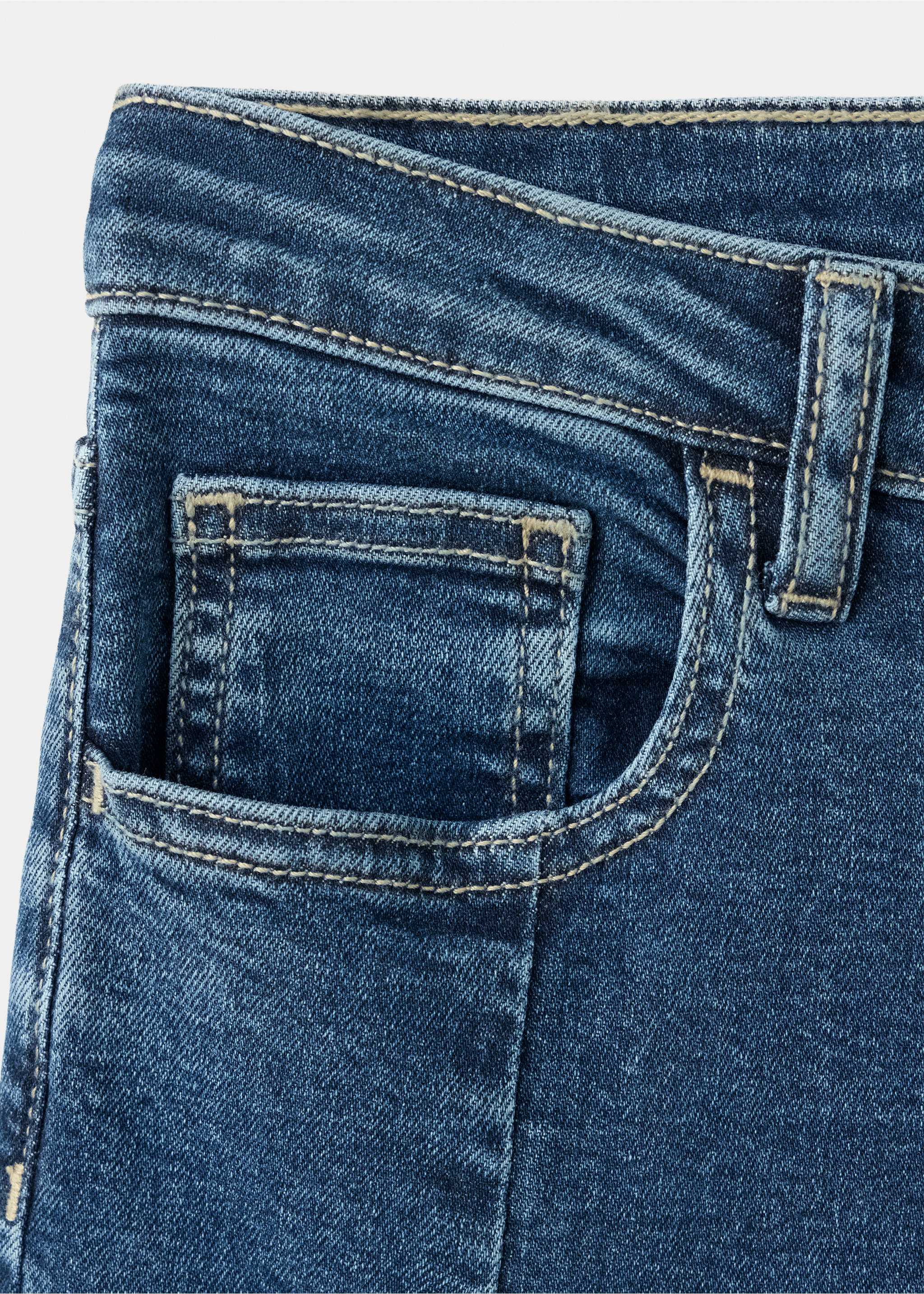 Wide-leg jeans with decorative stitching - Details of the article 0, Dark Blue. Ref: 37037130-00.