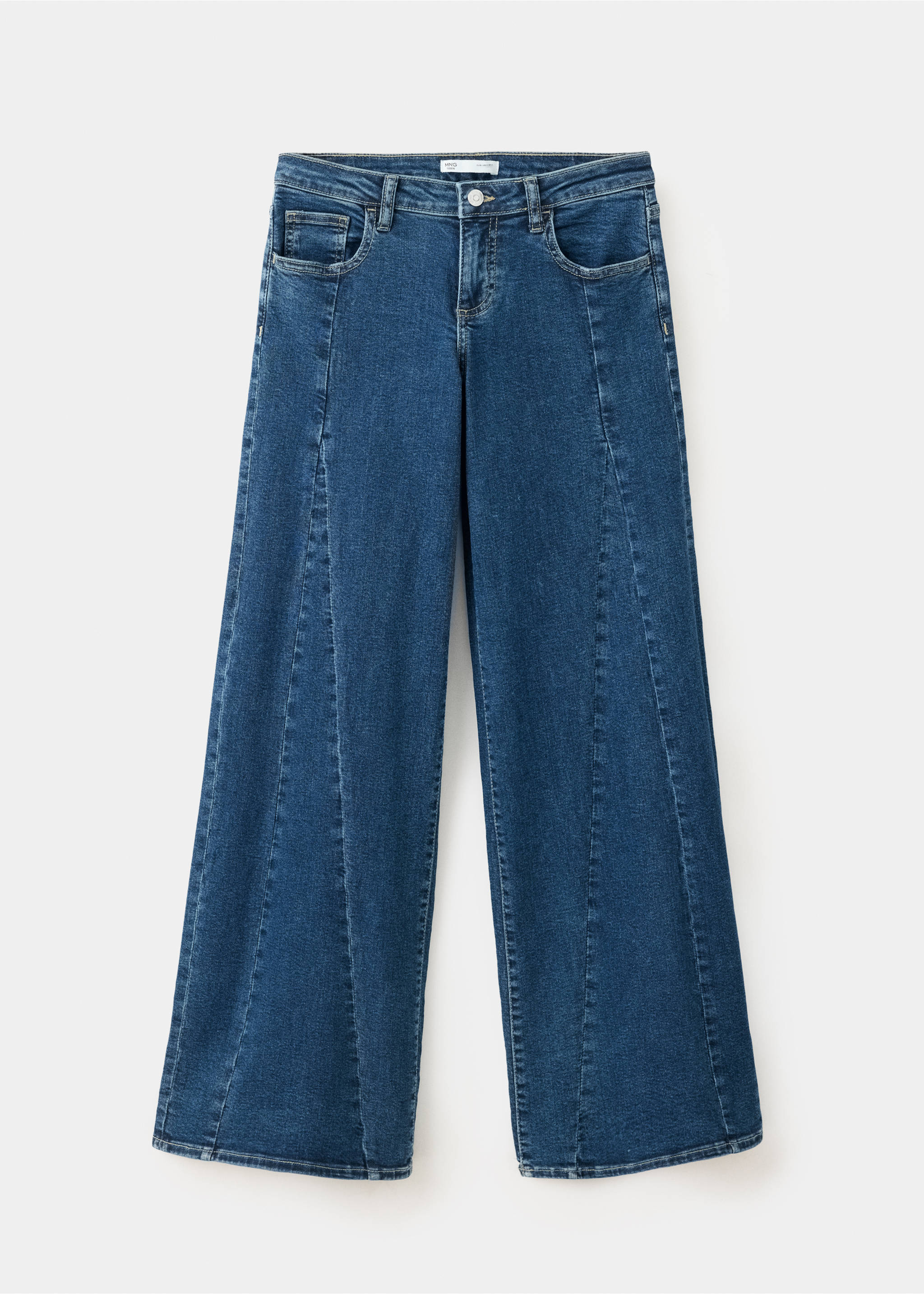 Wide-leg jeans with decorative stitching - Article without model, Dark Blue. Ref: 37037130-00.