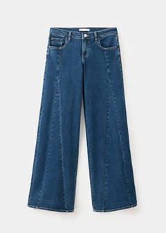 Wide leg jeans with decorative stitching — Dark Blue 5
