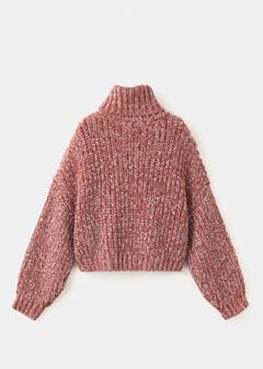 Thick knit roll neck jumper — Burnt Orange 4