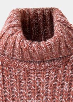 Thick knit roll neck jumper — Burnt Orange 3