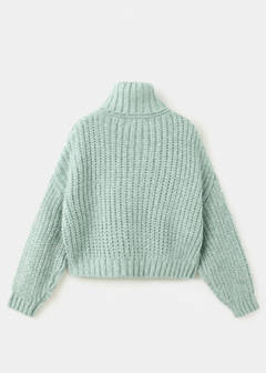 Thick knit roll neck jumper — Aqua Green 5
