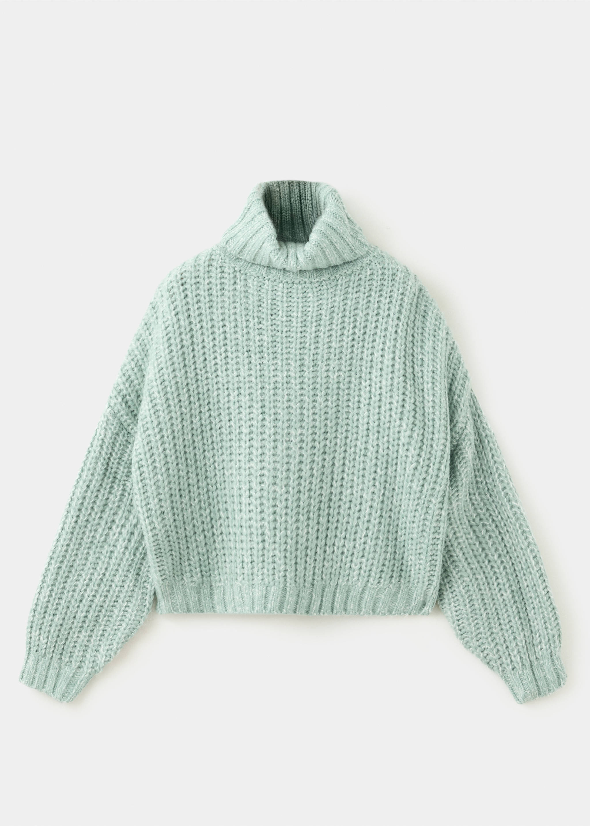 Thick knit roll neck jumper - Article without model, Aqua Green. Ref: 37037131-00.
