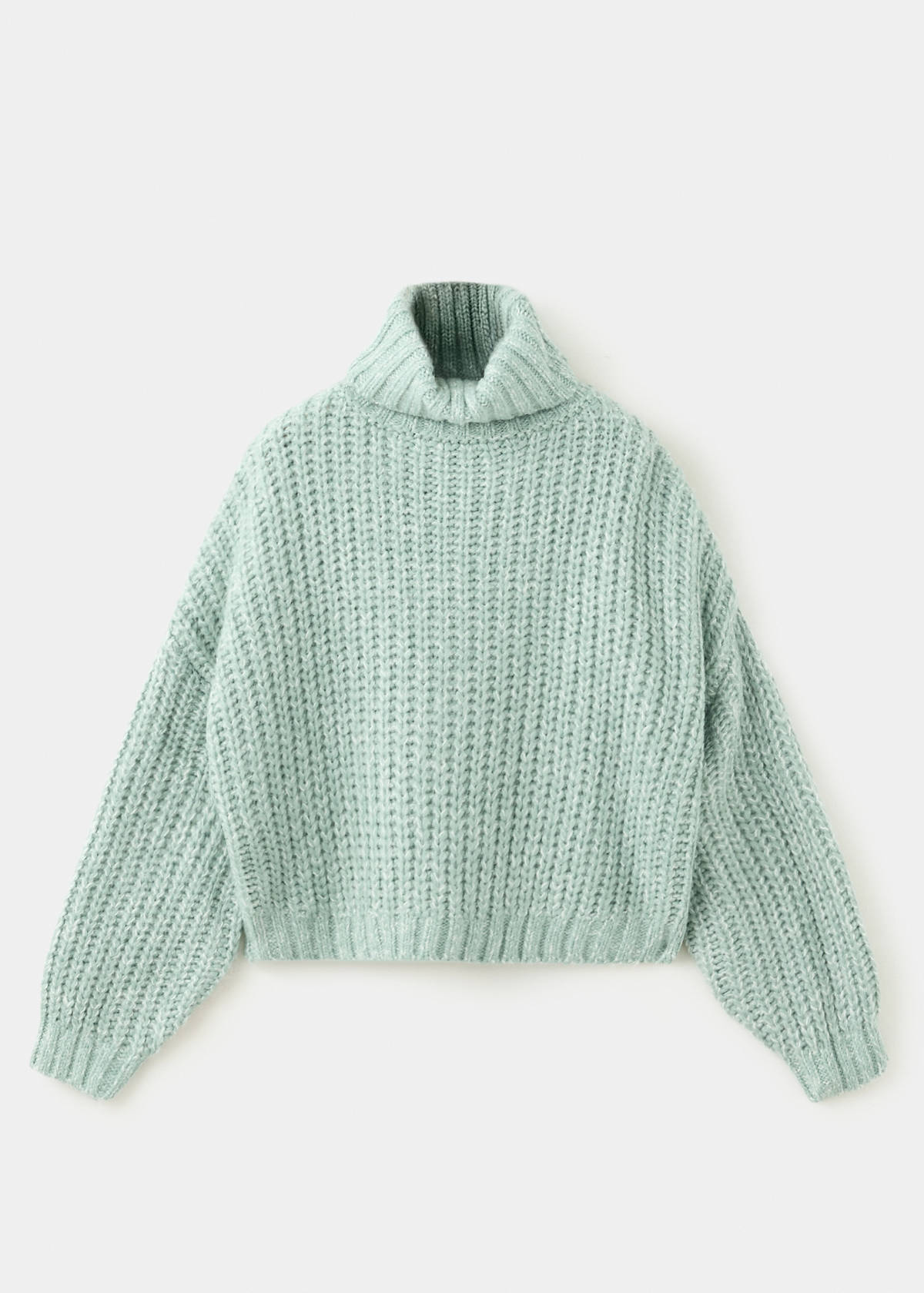 Thick knit roll neck jumper — Aqua Green