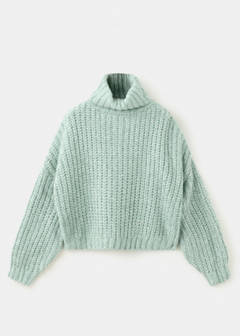 Thick knit roll neck jumper — Aqua Green 2