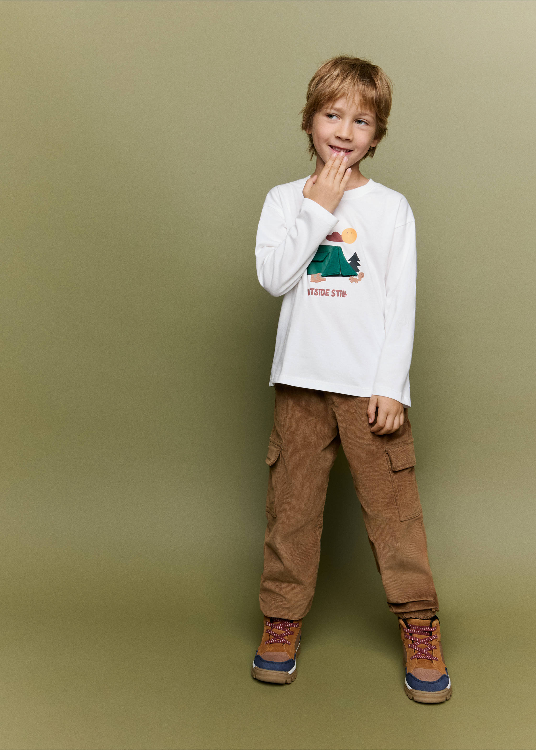 T-shirt imprimé avec détail interactif - Plan général, Blanc cassé. Ref: 37037133-00.