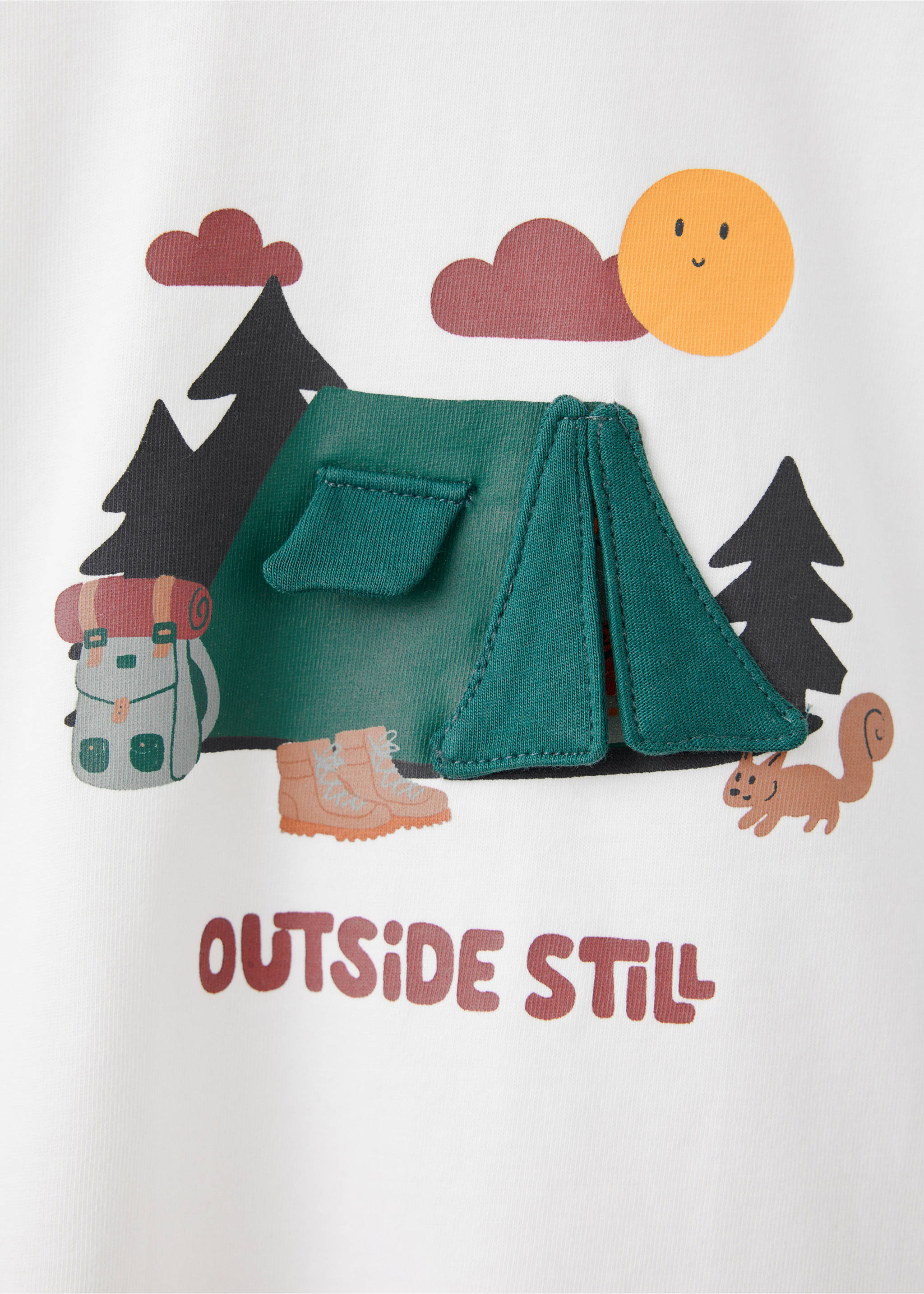 Printed T-shirt with interactive detail - Details of the article 8, Off White. Ref: 37037133-00.