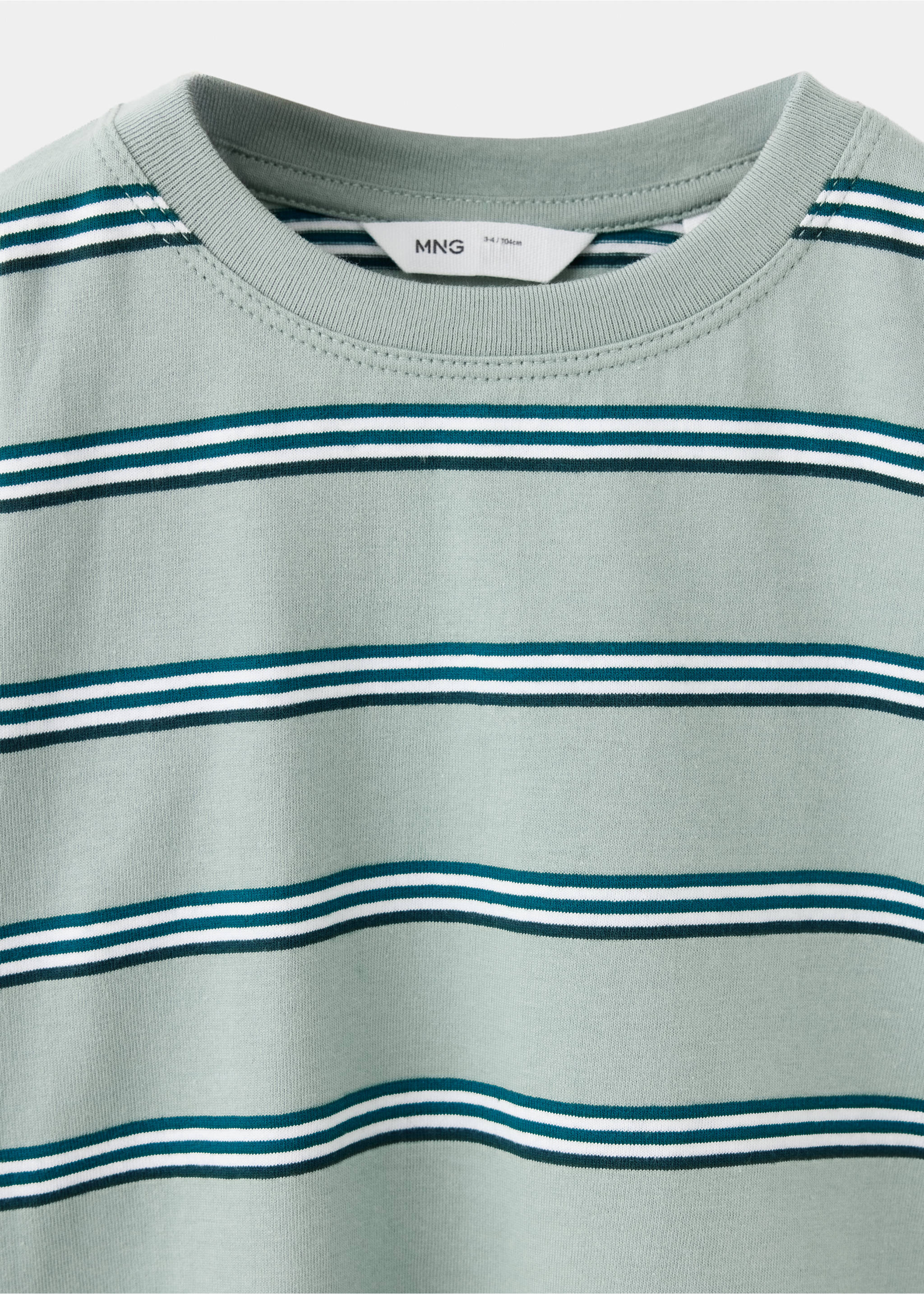Camiseta 100% algodón rayas - Detalle del artículo 8, Verde agua. Ref: 37037134-00.
