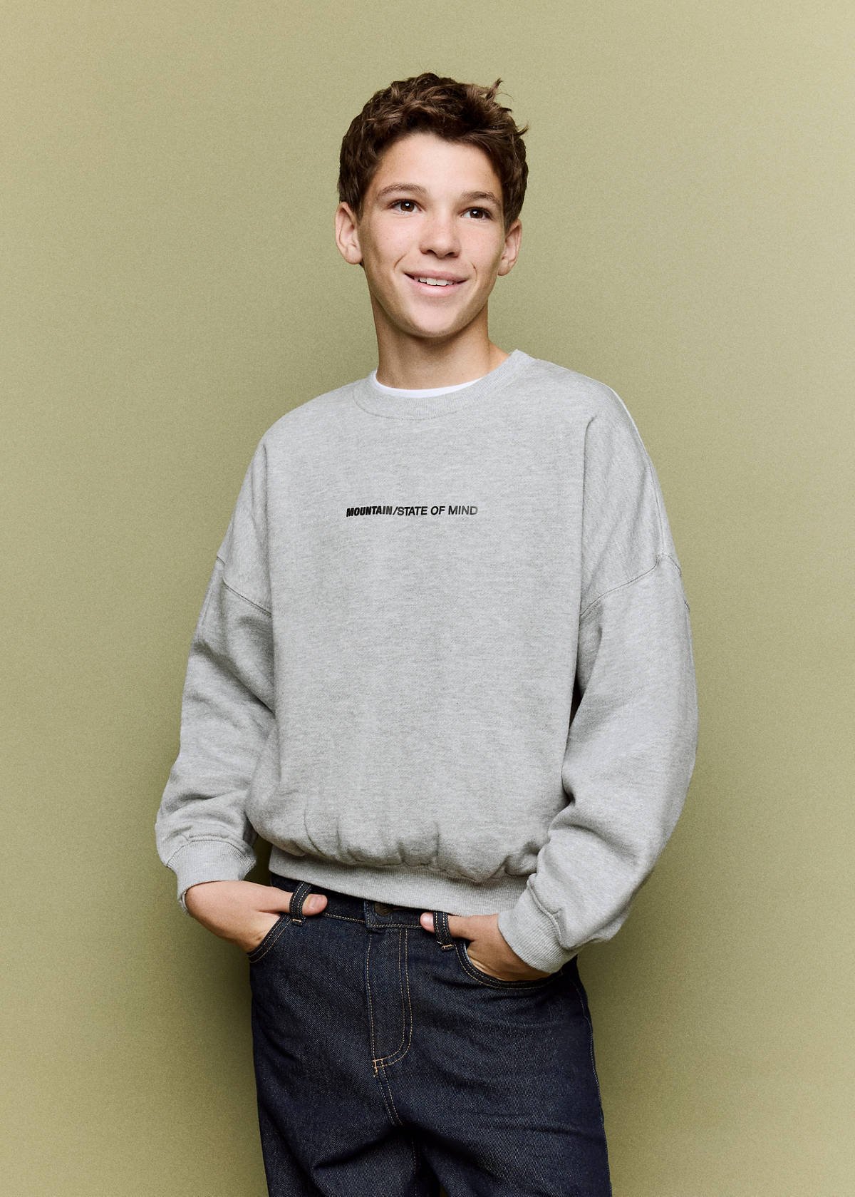 Printed boxy-fit sweatshirt — Medium Heather Grey