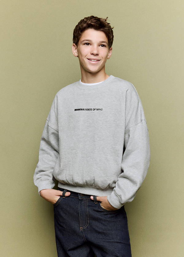 Printed boxy-fit sweatshirt — Medium Heather Grey