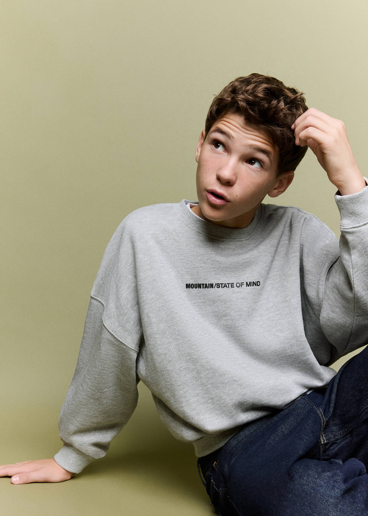 Printed boxy-fit sweatshirt — Medium Heather Grey