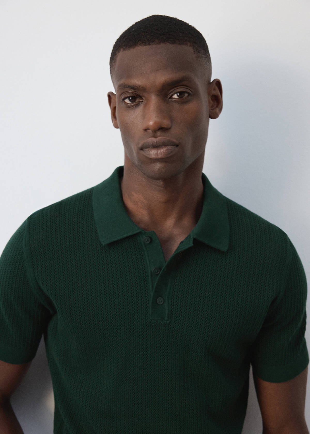 100% cotton knitted polo structure — Dark Green