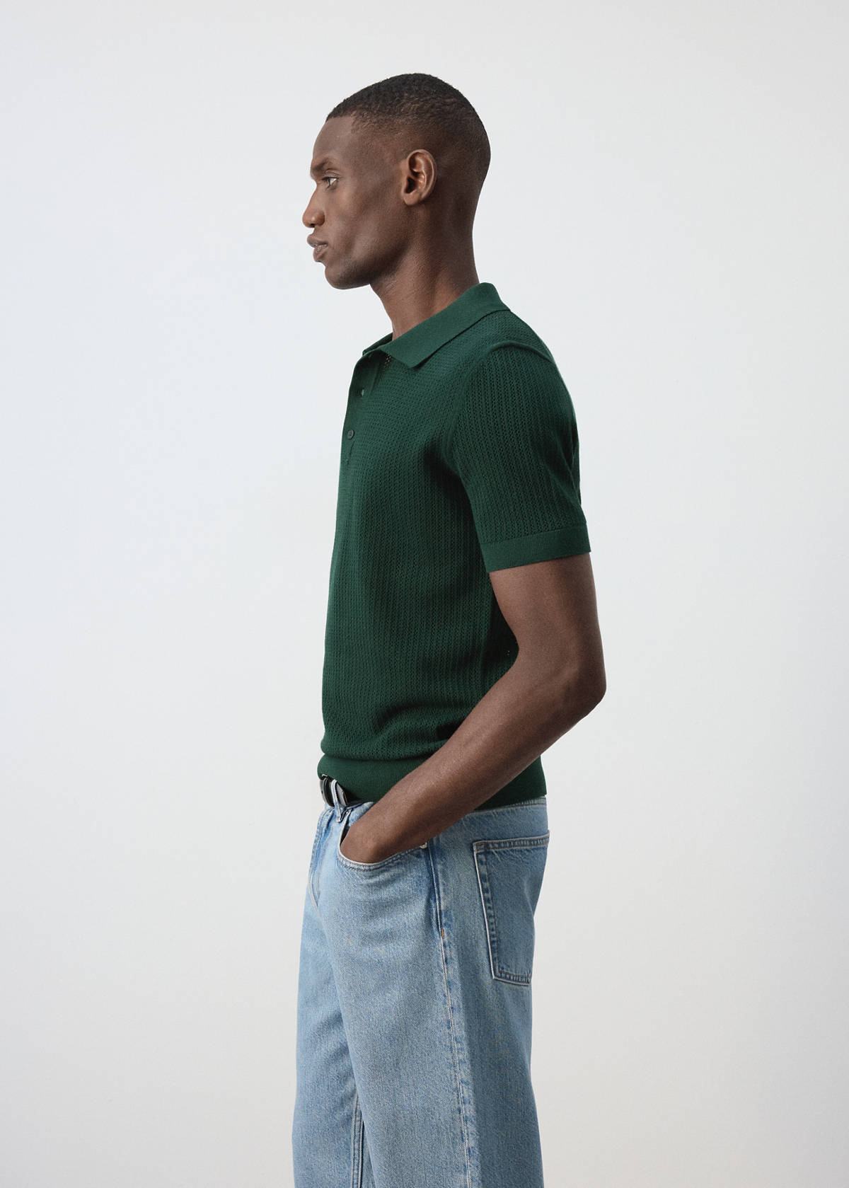 100% cotton knitted polo structure — Dark Green