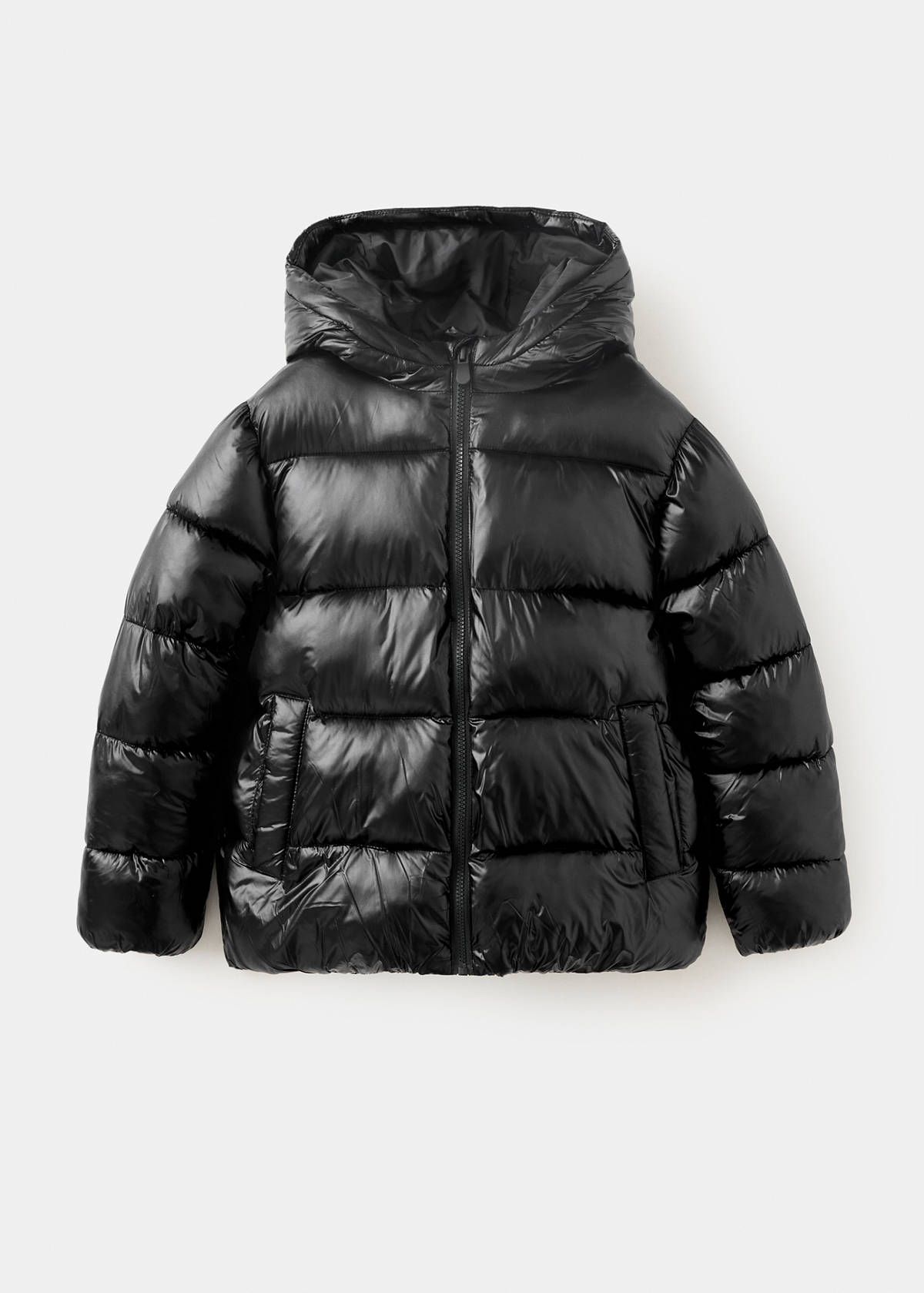 Shiny quilted anorak — Black